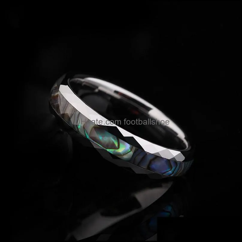 1pcs Romantic Wedding Ring for Lovers/Couples Tungsten Carbide Inlay Colorful Deep Sea Shell Comfort Fit 4mm/5mm Width Size 5-12 Y1128