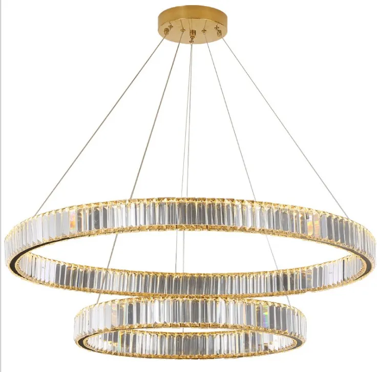 Salon lustre moderne simple atmosphère salle à manger chambre nouvelle lumière de luxe haute qualité ménage rond cristal Chandeli