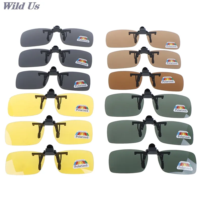 Yüksek Kaliteli Unisex Klipsli Polarize Gündüz Gece Flip-Up Lens Sürüş Gözlük UV400 Dış 1 adet için Binme Güneş Gözlüğü