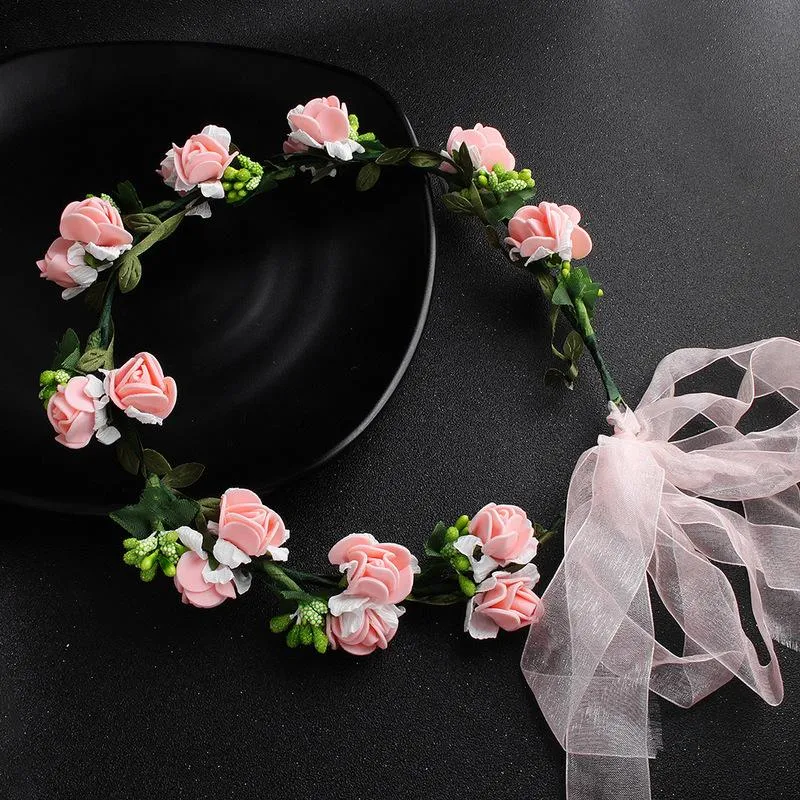 Decorative Flowers & Wreaths Women's Bridal Jewelry Headdress Bridesmaid Child Rattan Wreath Beach Tourist Attraction Hair Ornament