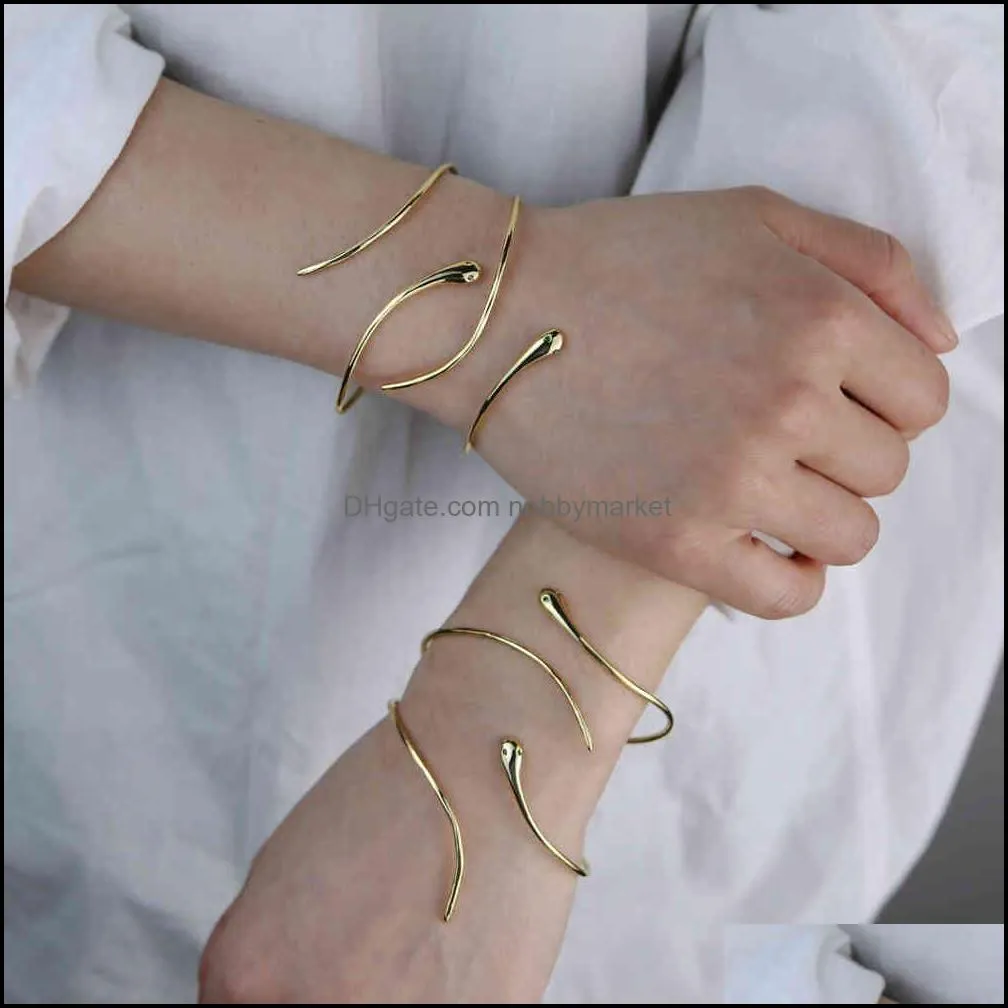 Gold color open adjusted snake bangle bracelet for women summer fashion JEWELRY 210408