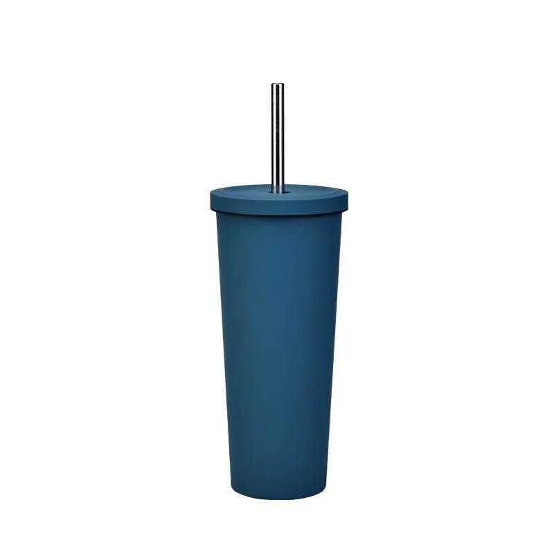 Double Deck Stainless Steel Straw Mug Vacuum Outdoors 304 Thermos Cup Colorful Fashion With Lid High Capacity Water Tumbler 33 25mg B3