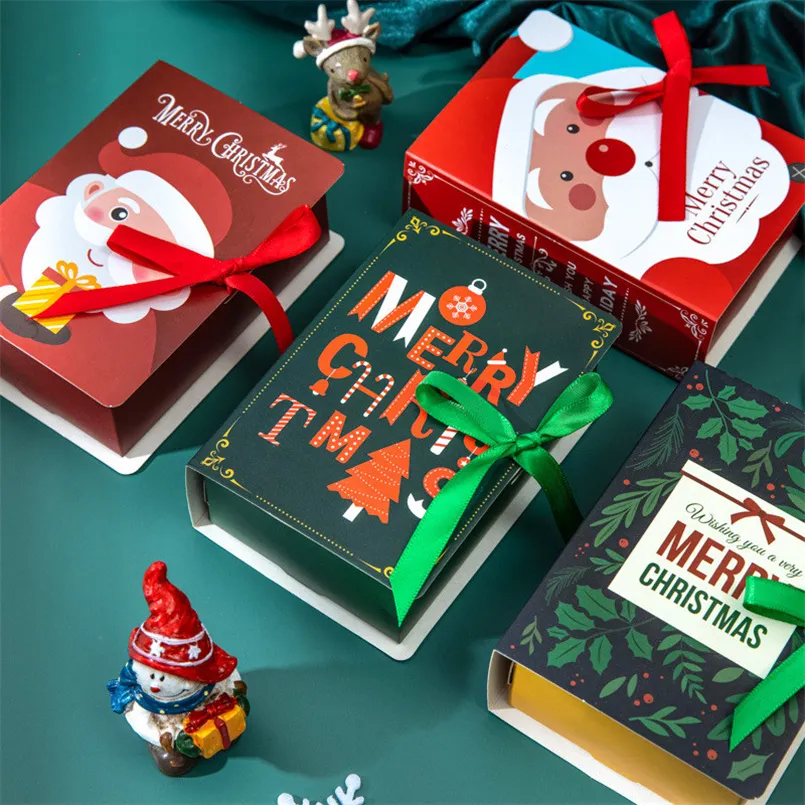 クリスマスボックス魔法の本のギフトバッグキャンディの空のボックスメリークリスマスの装飾のための新しい年のためのメリークリスマスの装飾