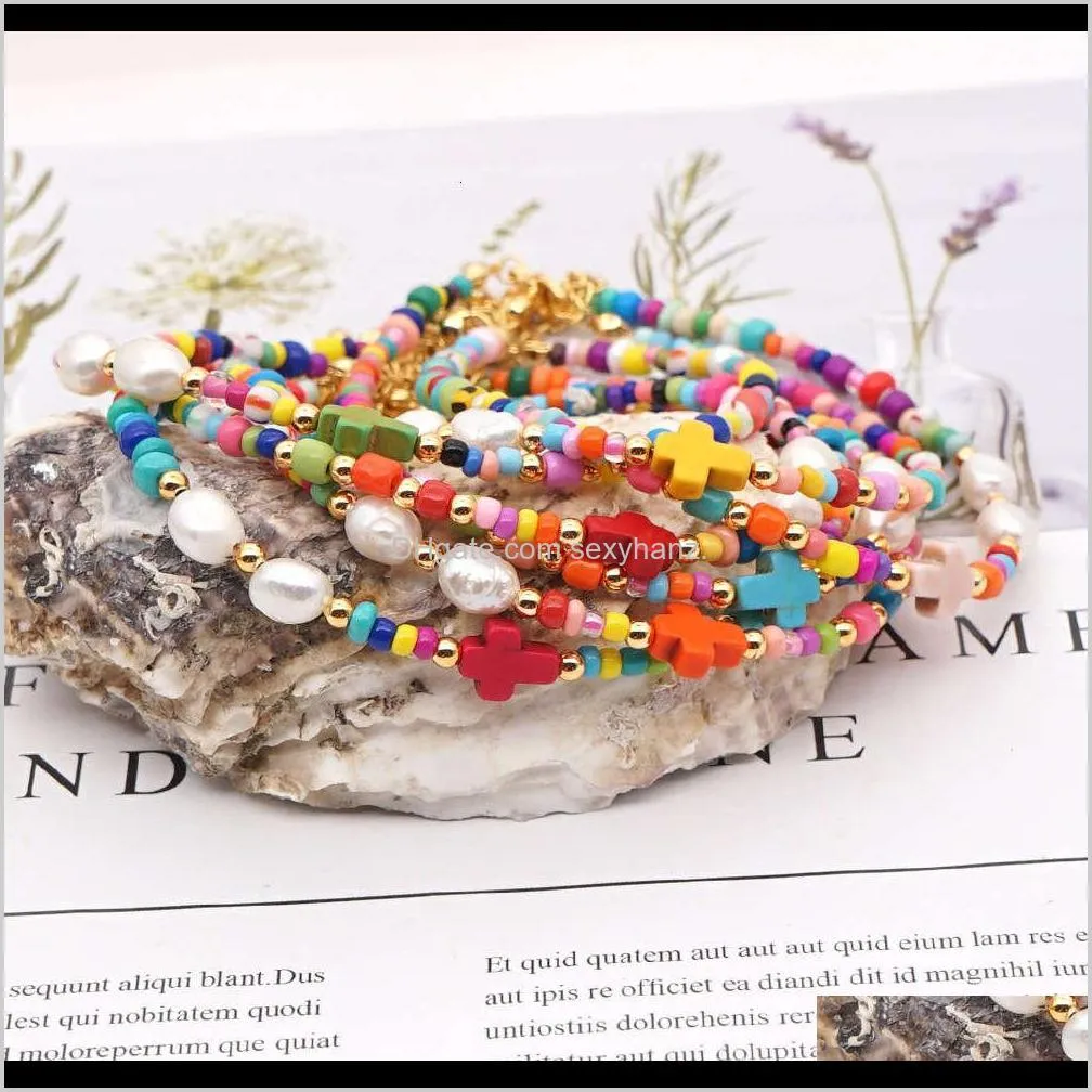 minority design rainbow rice cross national style baroque natural freshwater pearl anklet female
