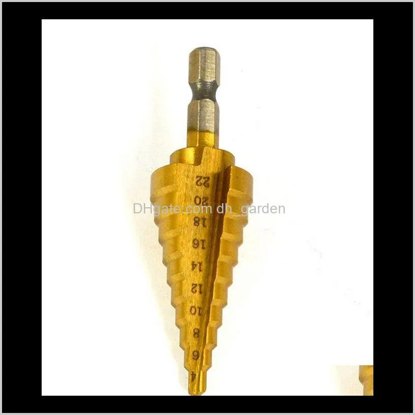durable 4-22mm hex titanium steps cone drill bit hole groove metal wood cutter