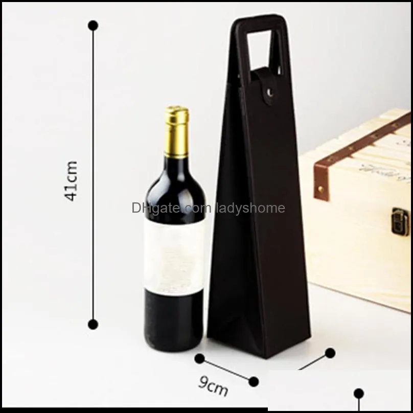 Portable Leather Wine Bag Gift Wrap Luxury Single Wines Bottle Packaging Bags Holiday Gifts 4 Colors