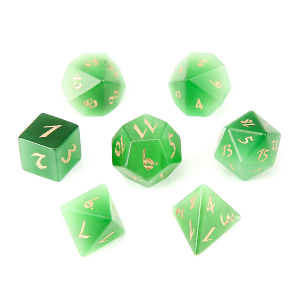 Cat's Eye Stone Semi-Precious Loose Gem Stenar Tärningar Professionell Handgjorda Anpassade Graver Dungeons Dragons RPG Game Digital Entertainment Polyhedron Stone Dice