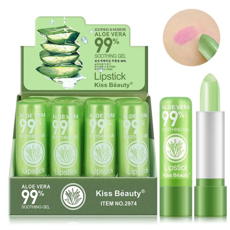 12pc/SET 3,5g Bálsamo labial colorido que muda de cor Brilho labial Aloe Vera Batom hidratante de longa duração para lábios atacado