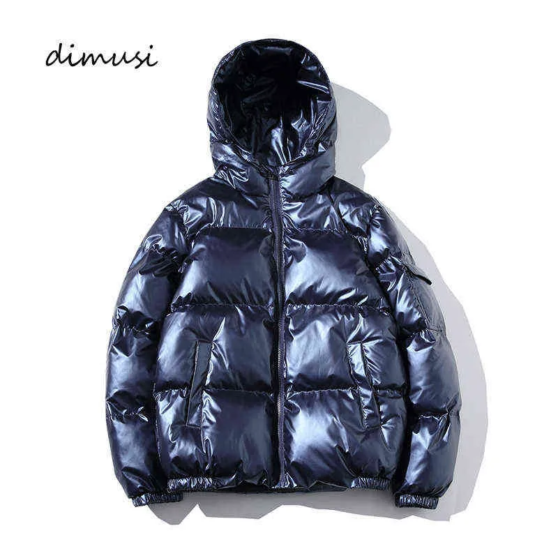 Dimusi зимняя мужская куртка мода мужчины термические парки пальто мужчина густые теплые пиджаки ветровка толстовки серебряные яркие куртки 5xL Y1122