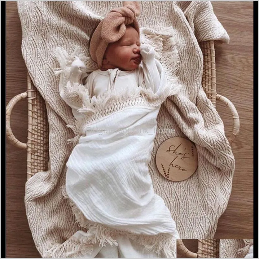 cotton muslin baby girl boy blankets newborn swaddle wrap blanket tassel baby receiving blanket infant sleeping quilt bed cover 201106