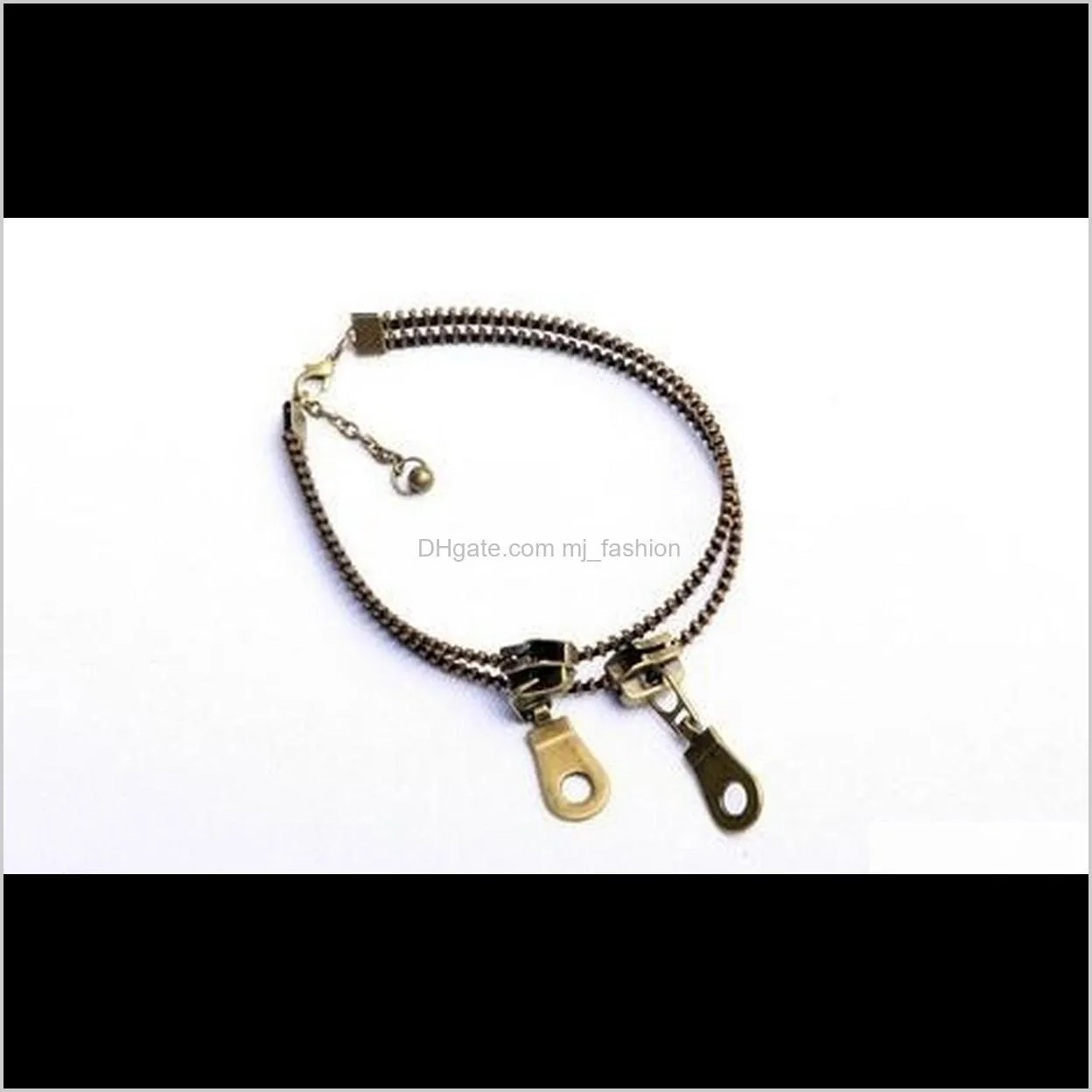 anklets jewelry fashion women vintage bronze plated 2-layer zipper style fashion popular foot jewelry wholesale shipping