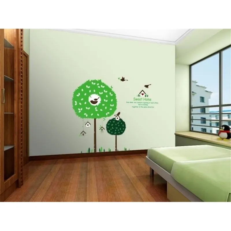Kids Tree Verde Dos Desenhos Animados Decoração Decoração de Vinil Adesivo de Parede 210420
