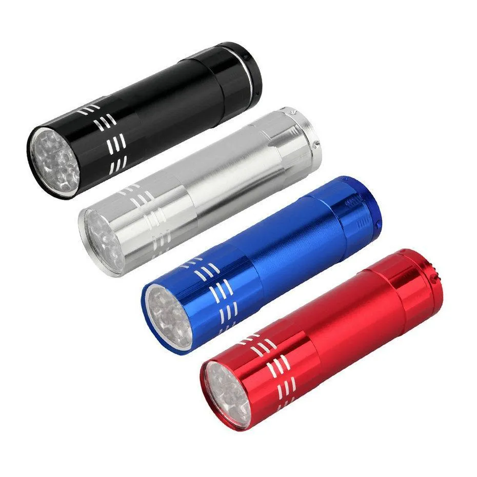 참신 조명 휴대용 미니 알루미늄 UV 손전등 바이올렛 조명 9 LED UV 토치 라이트 램프 손전등