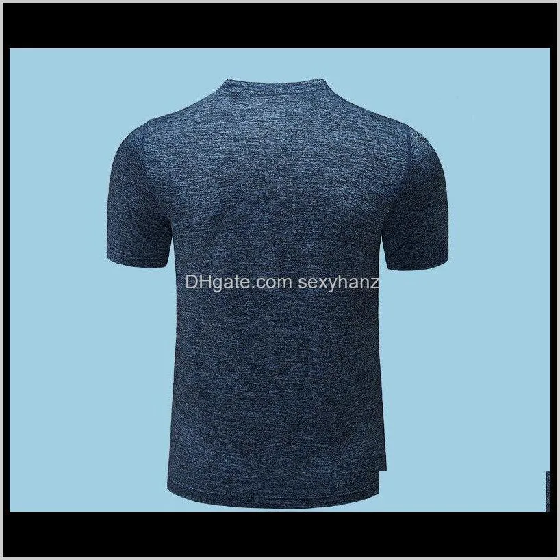 men`s short-sleeved t-shirt slim solid color sports running fitness quick-drying round neck trend clothes half-sleeved shirt 2019