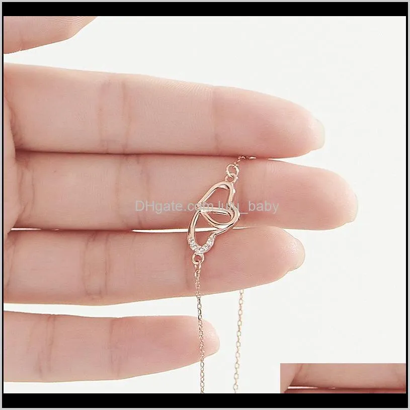 korean rose gold clasp, diamond fairy heart lock, love chain girl 925 pure silver 18k gold-plated foot ornament