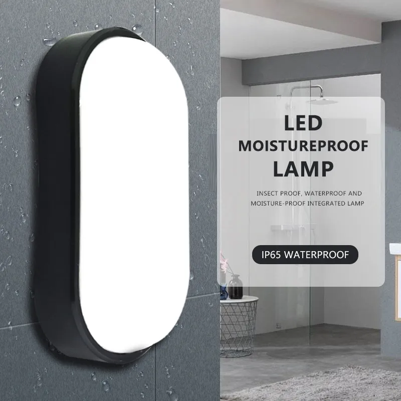 LED Moistureproof Duvar Lambası 18 W 24 W Yuvarlak Oval Ledler Tavan Lambaları IP65 Su Geçirmez AC85-265V Banyo Açık Bahçe Yard Işıkları Aydınlatma