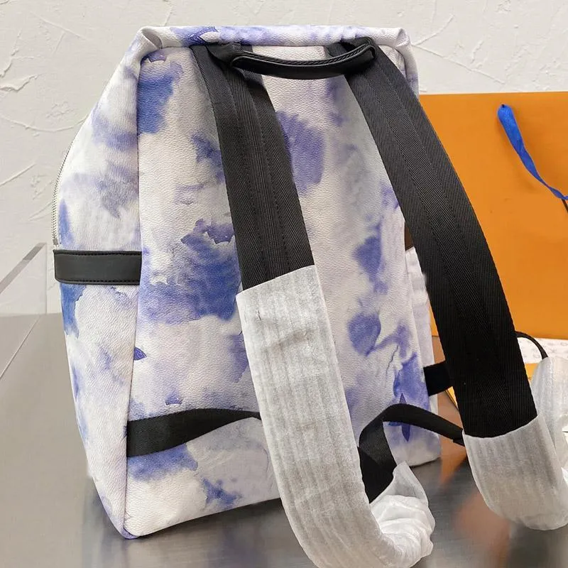 Watercolor Backpack Latest Handbag Men Women Backpacks Satchels Canvas Leather Color Tie-dye Letter Printed Pocket Shoulder Bag Adjustable Strap