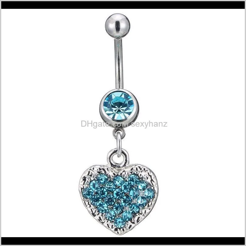 D0877 ( 4 colors ) nice heart navel button ring retail selling Navel Rings Body Piercing Jewelry Dangle Accessories Fashion Charm