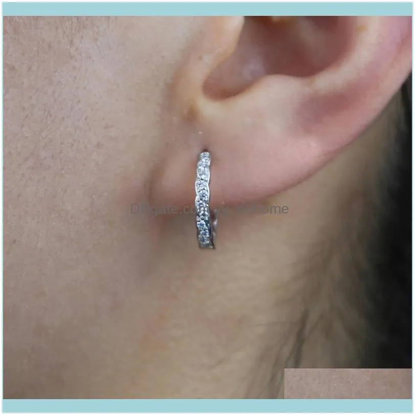 Other 100% 925 Sterling Silver Tiny Geometric Circle Small Huggie Hoop Earrings Micro Paved Cz For Women Minimalist Delicate Jewelry