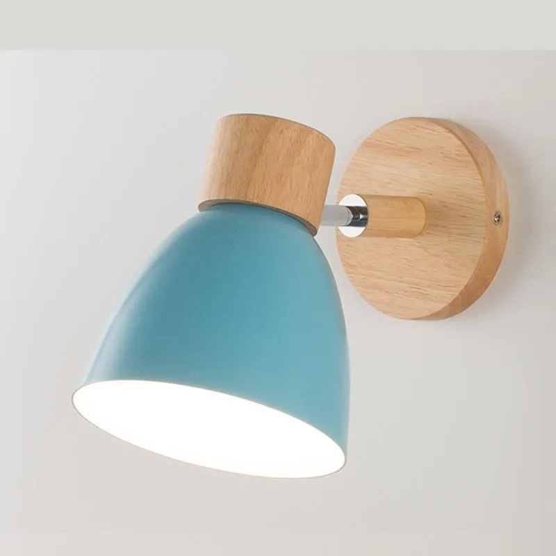 Vägglampa Nordic Wooden Lights Bedside Sconce för sovrum läser heminredning belysning macaroon badrum spegel ljus