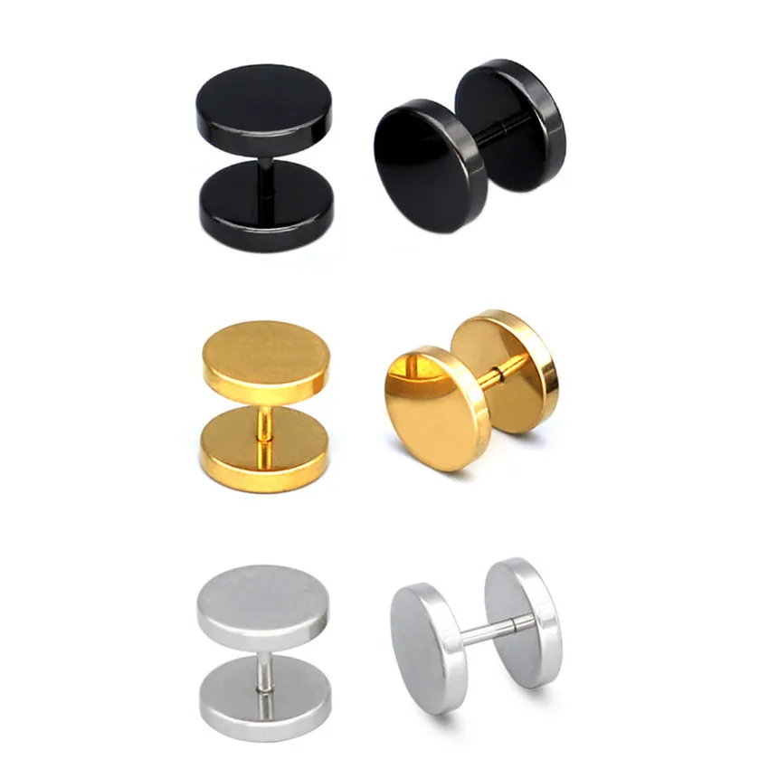 Ronde studs roestvrij staal barbell oorbellen halter oor ring voor vrouwen mannen hiphop mode-sieraden goud zwarte regenboog blauw wil en zandig