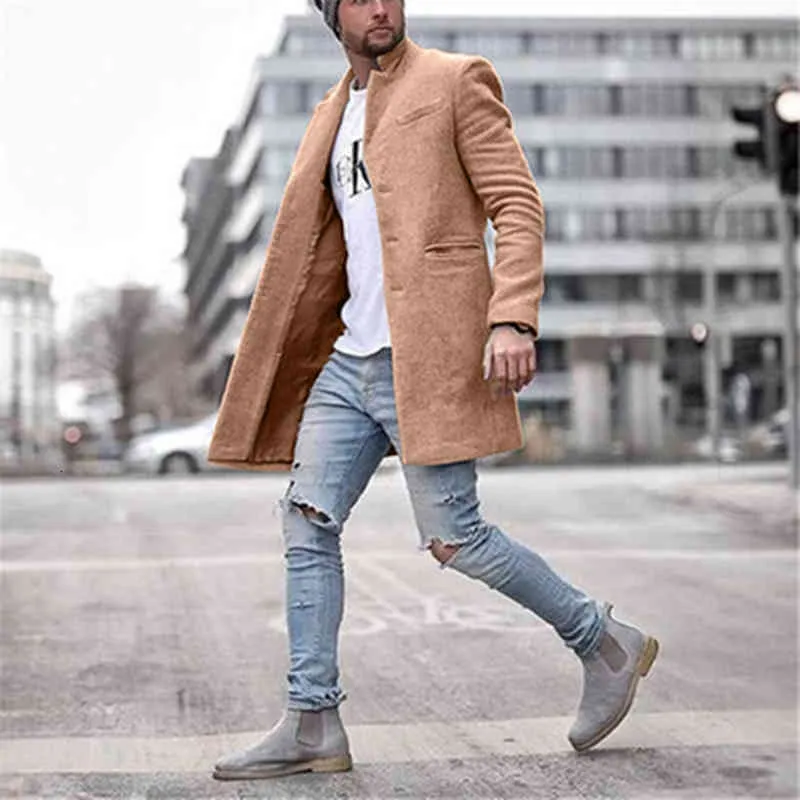 Designer Men Coats British Style Lapel Neck Long Sleeve Loose Trench Coats Casual Solid Color Man Outerwear