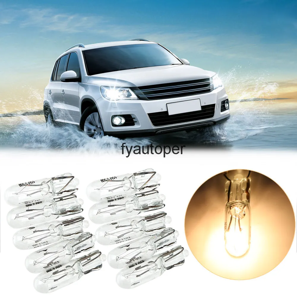 10 STKS Auto Instrument Lamp Warm Wit Kleur Lichtbron T5 286 Halogeen Lamp 12 V Auto Lampen Zijwedges Licht 1.2W