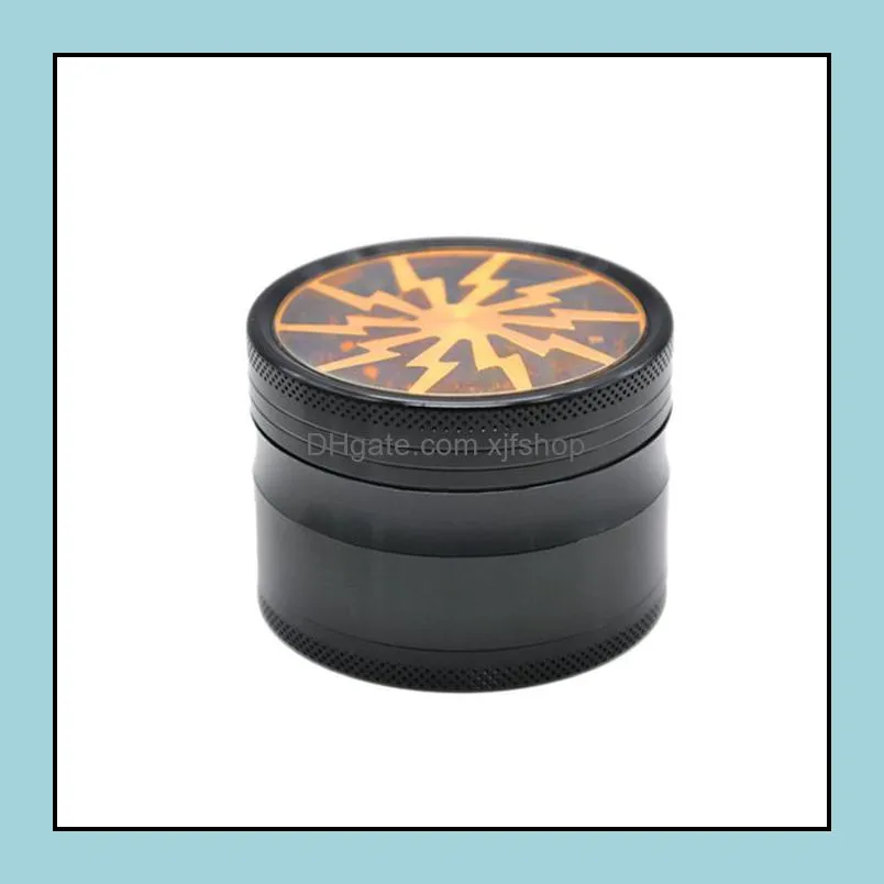 Smoking Tobacco Dry Herb Grinder Four Layers 63mm 5 Colors Aluminium Alloy Herbal Crusher With Clear Top Window Lighting Metal Grinders VS Backwoods