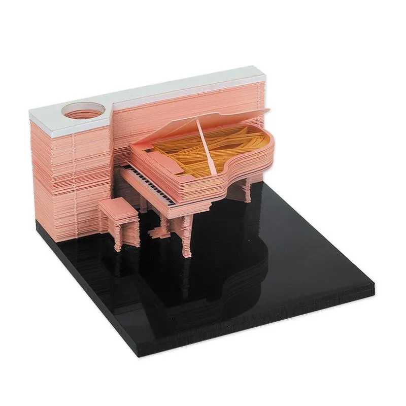 Dekorativa Objekt Figuriner Omoshiroi Block Notepad Cubes Piano Violin Modell Memo Pad Set Message Notes Julår Novelty Presentfest