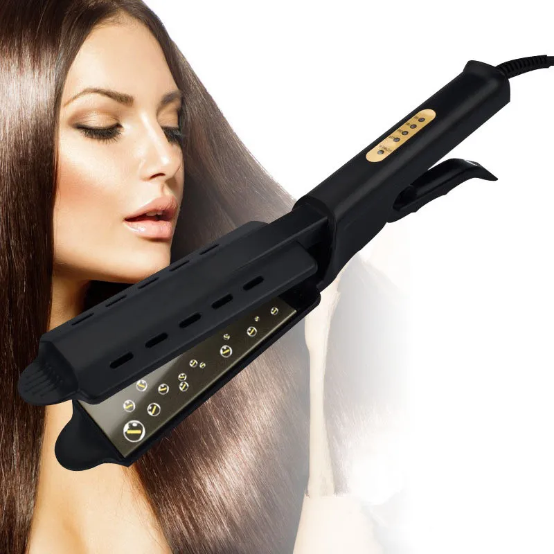 헤어 스트레이트 너 4 기어 온도 조정 세라믹 Tourmaline Ionic Flat Iron Hair Straightener 여성용 패널