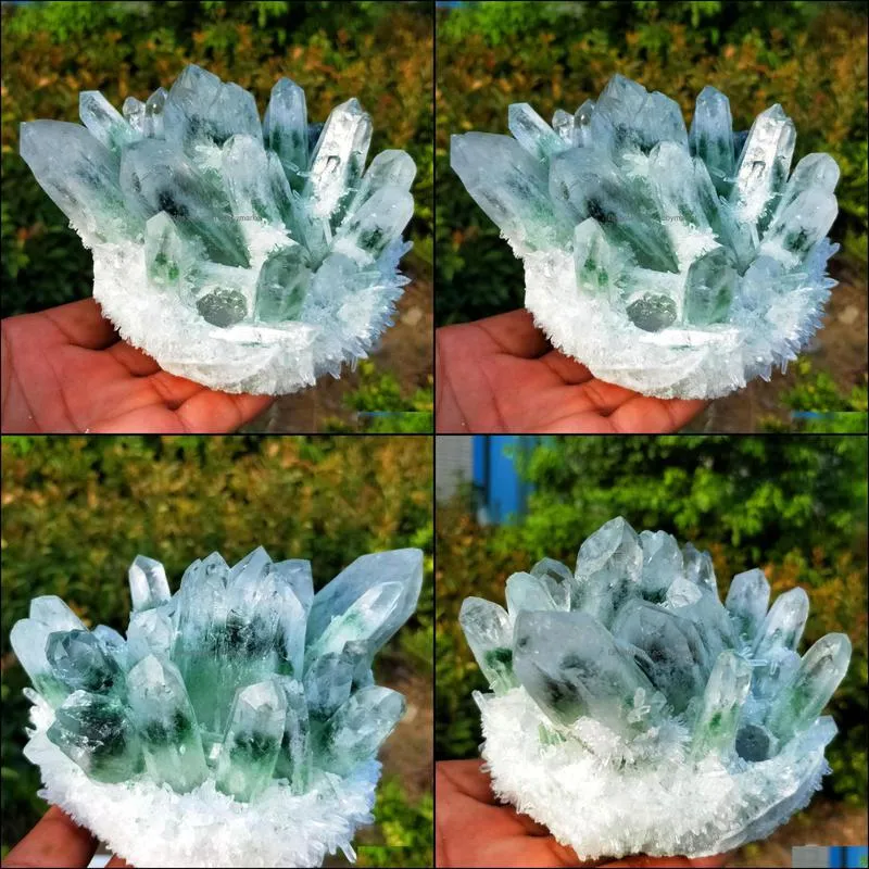 About 200g,300g,400g,500g New Find Green Phantom Quartz Crystal Cluster Mineral Specimen Healing