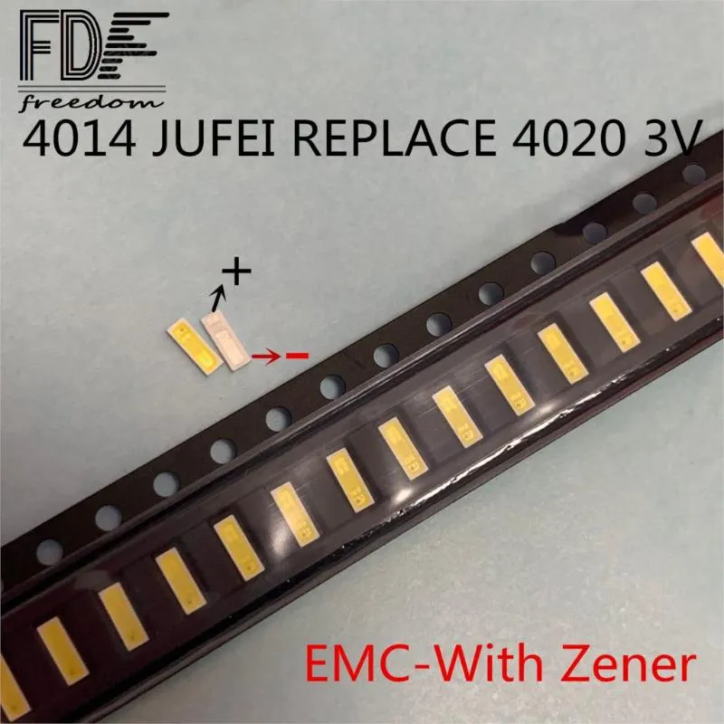 Perlas de luz 100PCS JUFEI SEOUL 4014 SMD EMC PCT Blanco frío 0.3W 0.5W 1W 3V 6V 150mA Para TV / LCD Retroiluminación LED de alta potencia REEMPLAZO 4020