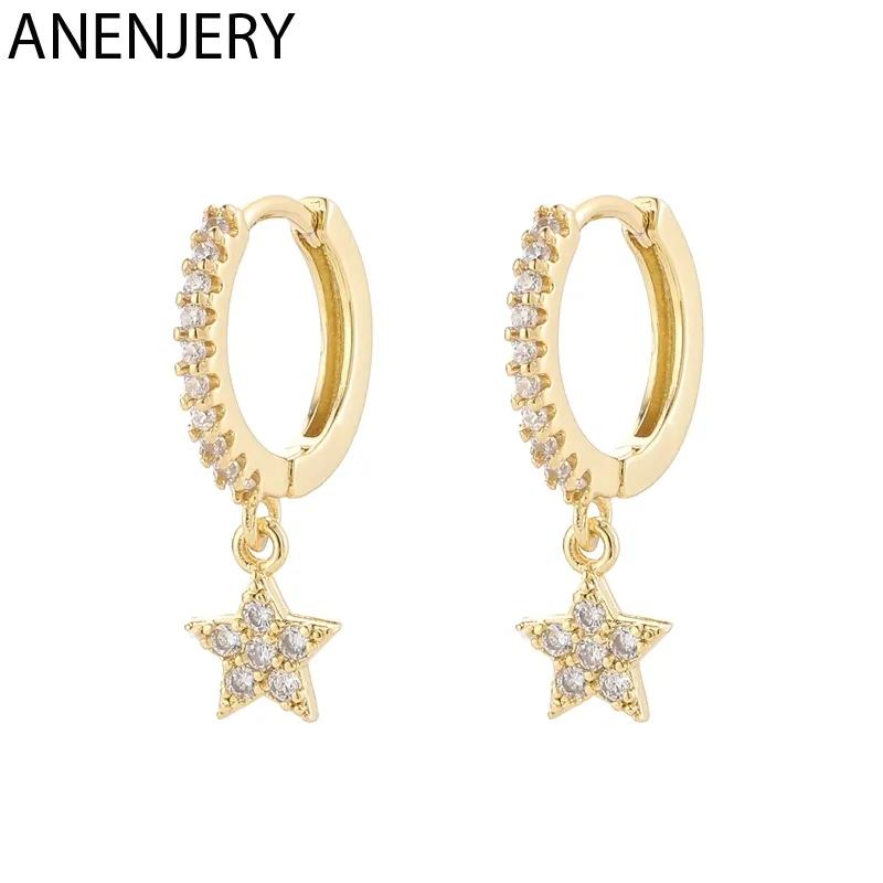 925 argent Sterling brillant incrusté Micro cubique Zircon étoile boucles d'oreilles oreille bijoux pour femmes cadeaux de fête S-E1132
