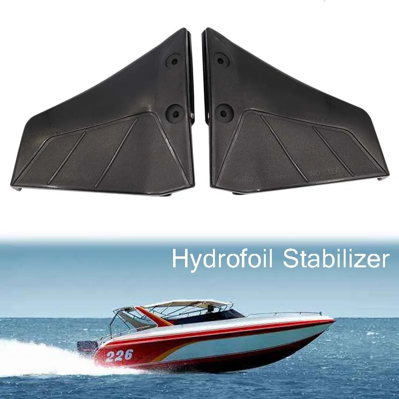 Universal Dual Fins Outboard Hydrofoil Performance Stabilizer Black For