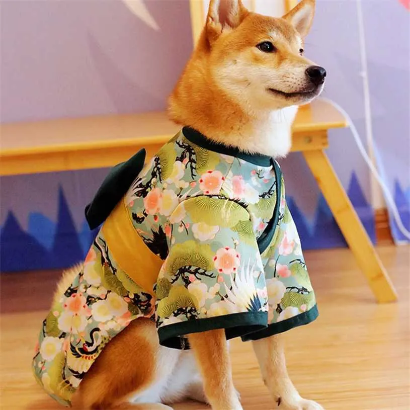 犬の猫のための服ペットの夏日本の着物のフレンチブルドッグCorgi Chihuahua Shiba inu Puppy Suit S 220104