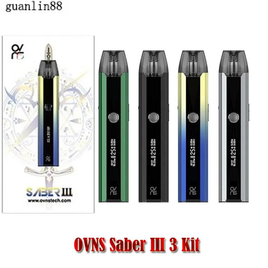 Original OVNS Saber III 3 Kit Elektroniska cigarettkit med 2 påfyllningsbara patroner 5-25W AirFlow Justerbar typ-C laddare PAPE VAPE A21