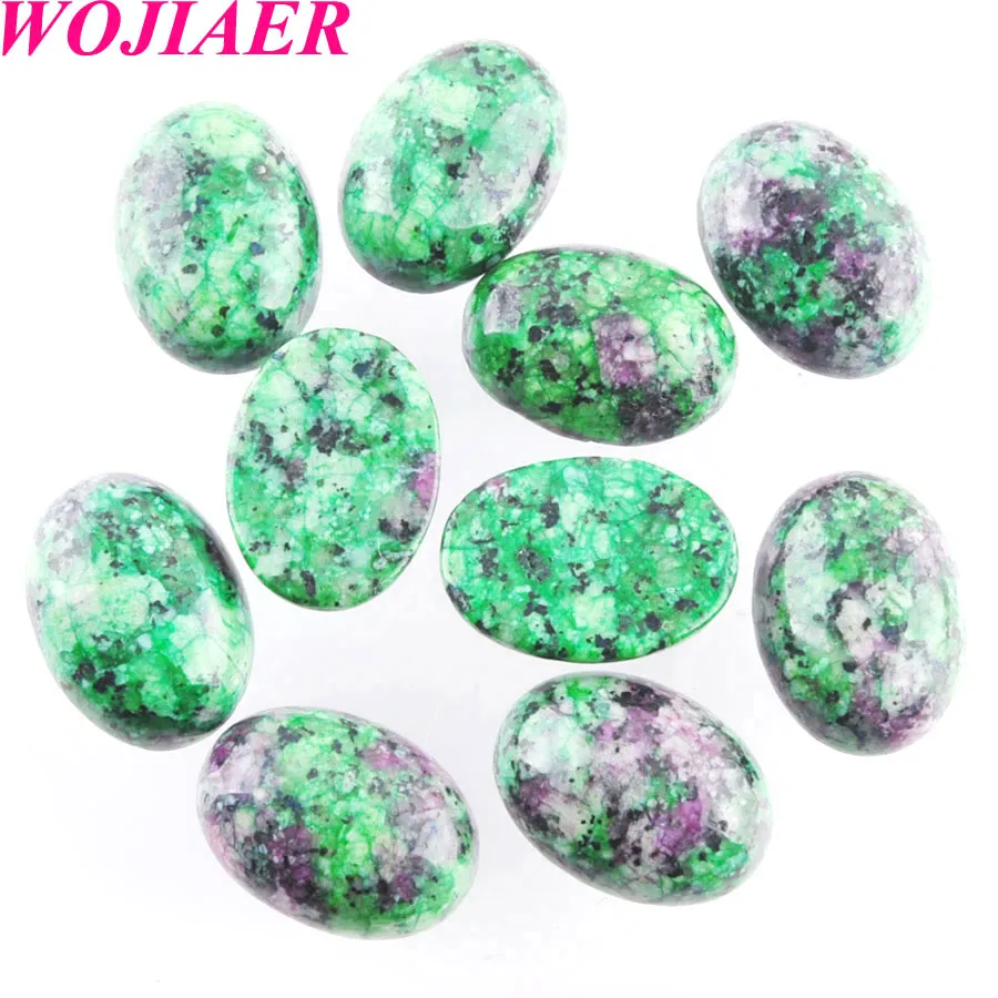 Wojiaer Fashion Natural Loose Gemstones Crystal Ruby Oval Cab Cabochon Beads For Jewelrybracelet Accessories 13x18mm BU803