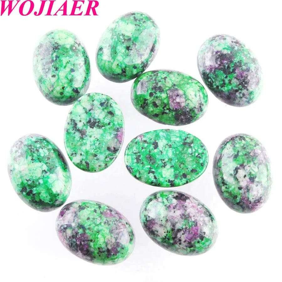 Wojiaer Fashion Natural Lief Gemstones Crystal Ruby Oval Cab Cabochon Beads для ювелирных аксессуаров 13x18 мм BU803