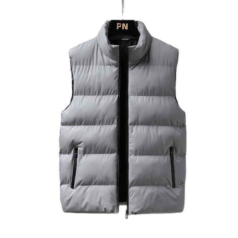 ノースリーブダウンジャケット、冬の新しい、男性のダウンベスト、ソリッドカラー、ジッパードア、ポケット装飾、暖かく、快適、4色、M-5xl G1108
