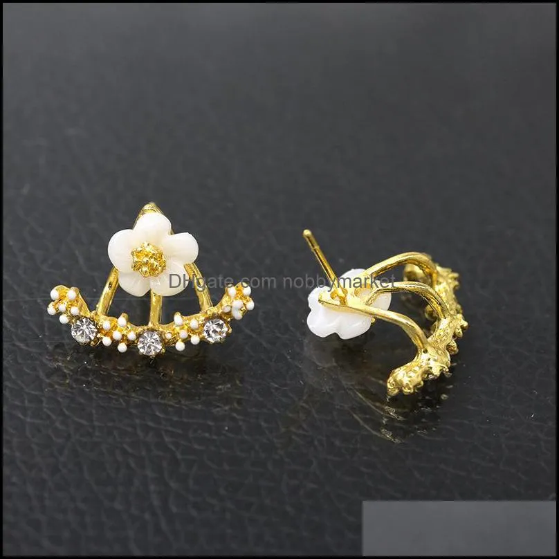 Korean women Anti allergic stud earrings Gold Silver Rose Gold daisy flower Ear nai earring For Ladies Fashion Jewelry Gift