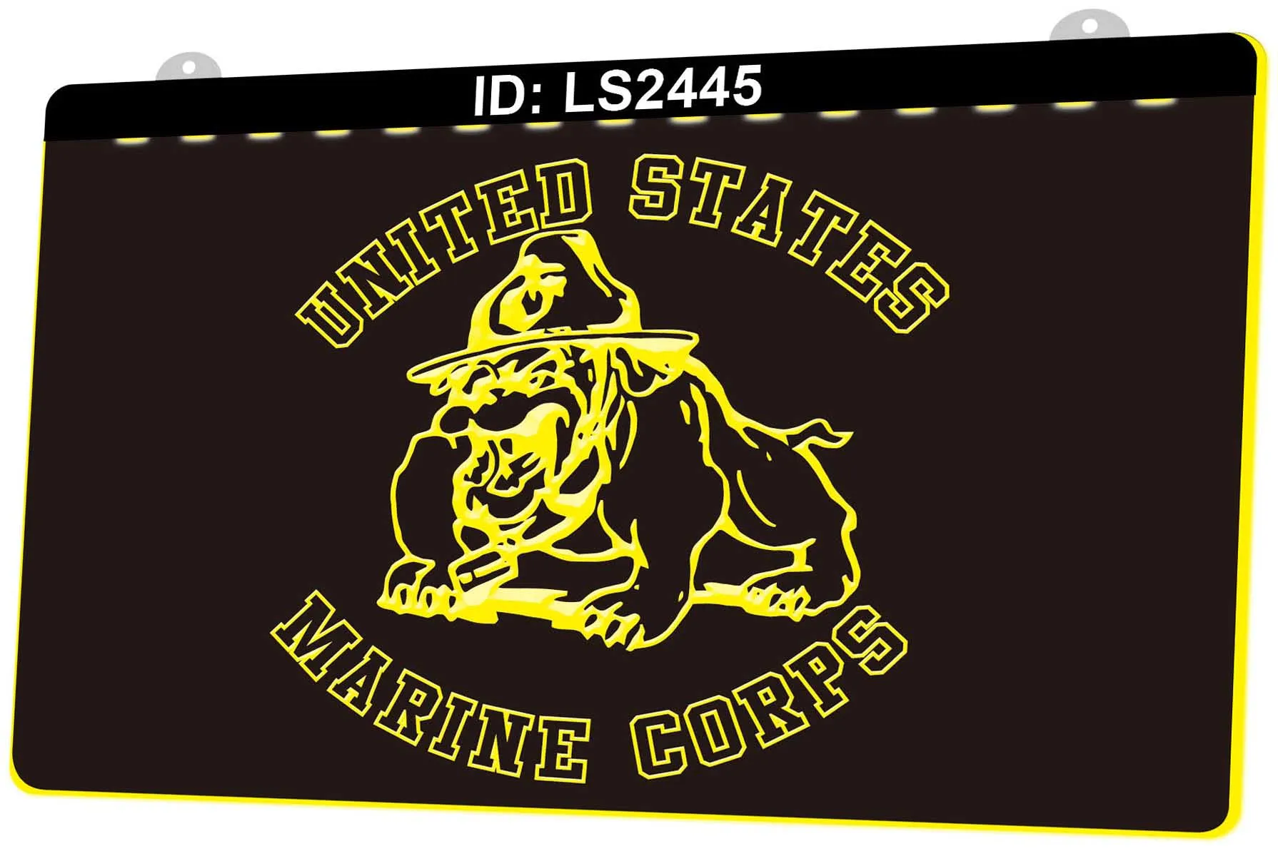 LS2445 Vendita al dettaglio all'ingrosso del segno della luce del LED dell'incisione 3D del bulldog del Corpo dei Marines degli Stati Uniti