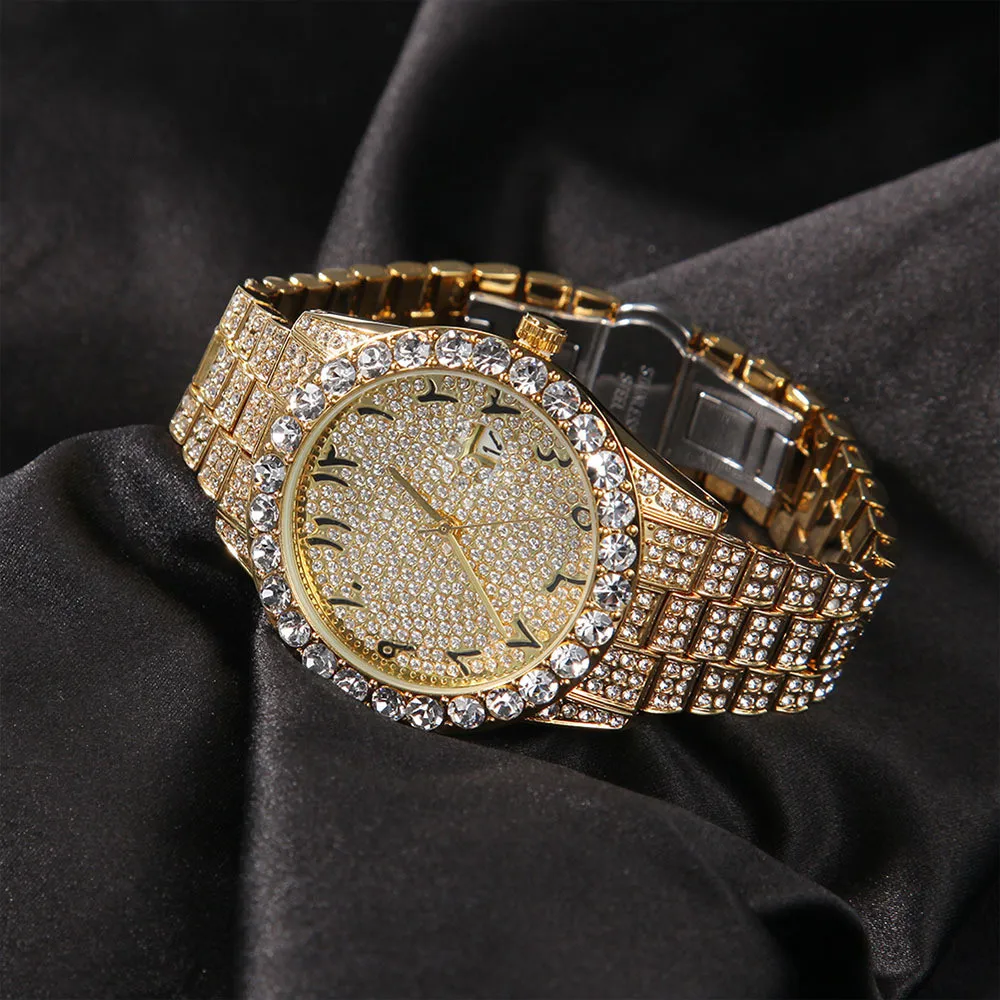 Mens gold sales iced out watches