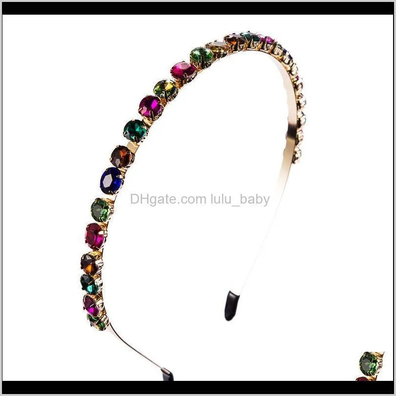 high-grade fan alloy inlaid glass rhinestone color diamond hair band female ins style temperament super flash full diamond head band