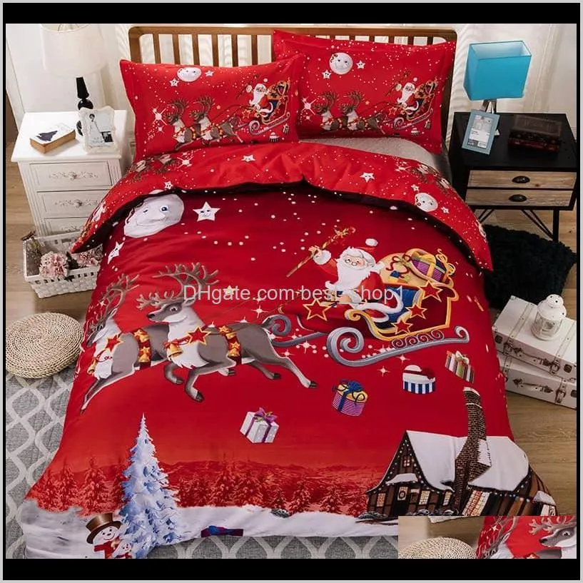 3d merry christmas bedding set duvet cover red santa claus comforter bed set gifts usa size queen king