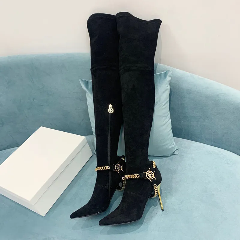 Winter Sexy Overknee High Heel Boots For Womens Fashion 2021 Pointed Toe Elegant Thigh Long Stretchy Sock Party Boot4057221