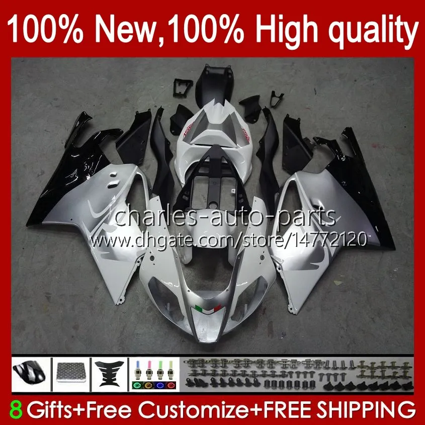 Bodywork para Aprilia Mille RV60 RSV-1000 RSV 1000 R 1000R 1000rr 04 05 06 Kit de corpo 11NO.10 RSV1000RR RSV1000R 2004 2005 2006 RSV1000 R $ 04-06 Fairing OEM Branco prateado