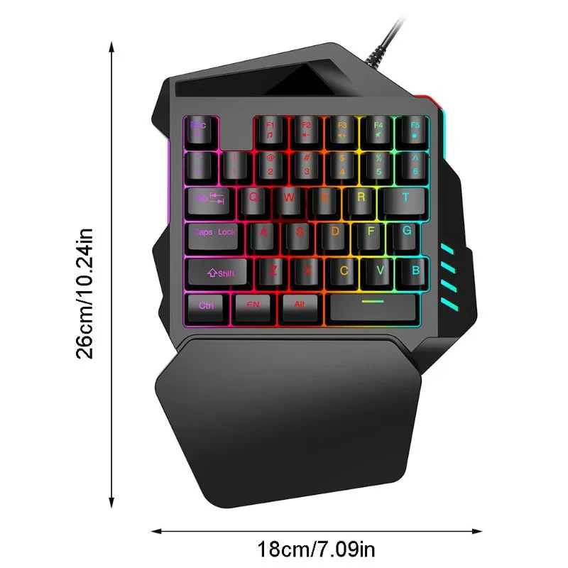 Enhänt tangentbord Portable Color Backlit One Hand Mekanisk Gaming Keyboard 667c