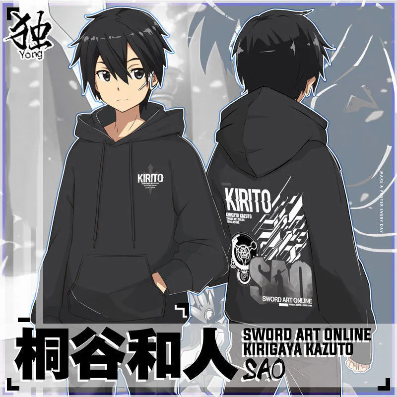 Anime giapponese SAO Spada Arte Online Costume Cosplay Kirito Kirigaya Kazuto Yuuki Asuna Unisex 3D Felpe con cappuccio Felpe Streetwear305S