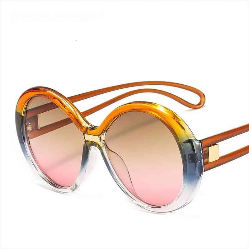 US Warehouse Moda Oversized Round Sunglasses Mulheres Vintage Vintage Colorido Oval Lente Eyewear Homens Sun Óculos De Sol Shades UV400