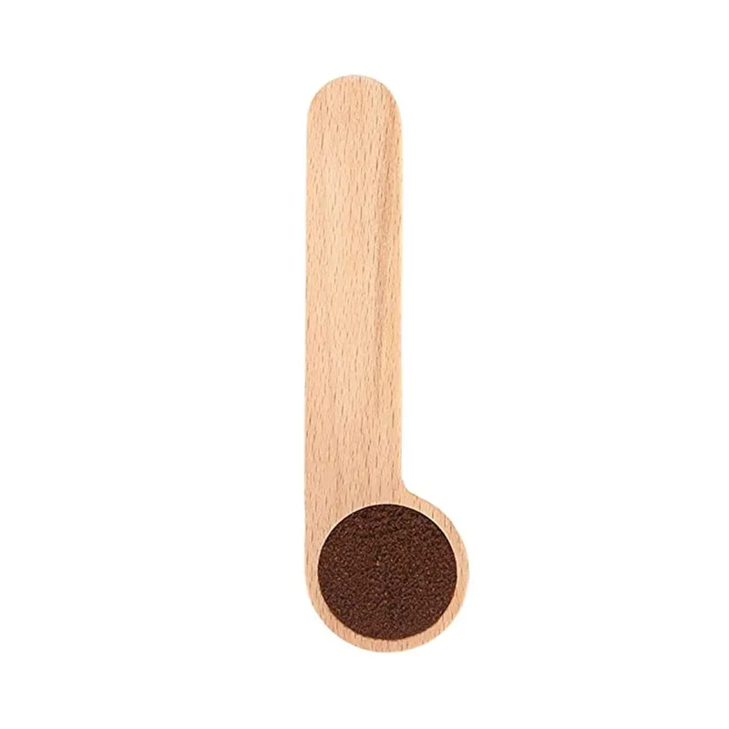 Wood Coffee Scoop With Bag Clip Tablespoon Solid Beech Wood Measuring Scoop Tea Coffee Bean Spoon Clip Gift Wholesale LX3394